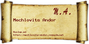 Mechlovits Andor névjegykártya